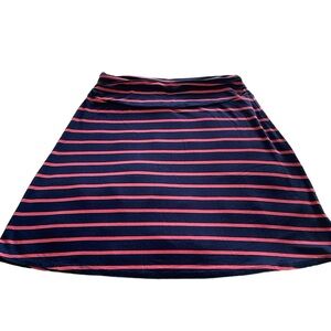 Dakini S/P Skirt Small Petite Coral Pink Navy Stripe Wide Band Elastic Waist